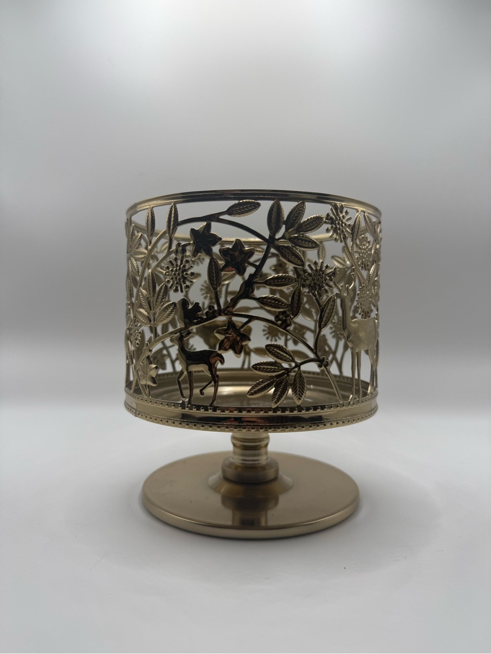 Bath & Body Works Gold Filigree Deer & Floral Candle Holder